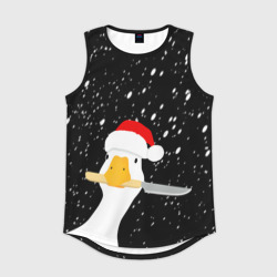 Мужская спортивная майка 3D Гусь Санта с ножом в клюве 