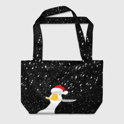 Пляжная сумка 3D Гусь Санта с ножом в клюве 