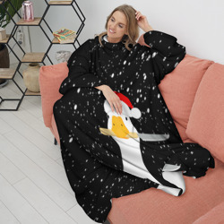 Плед с рукавами Гусь Санта с ножом в клюве  - фото 2