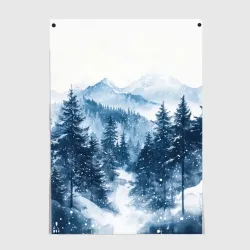 Постер Горный зимний пейзаж