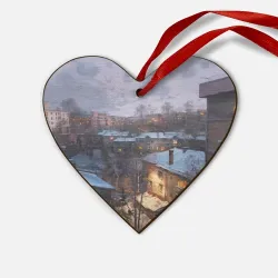 Деревянная игрушка Сердце Зима в городских чертогах 