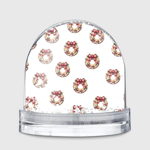 Игрушка Снежный шар Много новогодних  пончиков с бантиком и ягодами