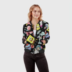 Женский бомбер 3D Губка Боб квадратные штаны и его друзья - фото 2