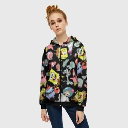 Женская толстовка 3D на молнии Губка Боб квадратные штаны и его друзья - фото 2