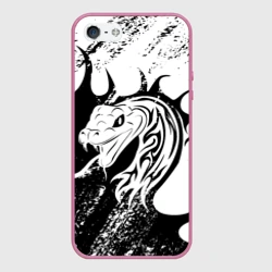 Чехол для iPhone 5/5S матовый Черно-белый змей