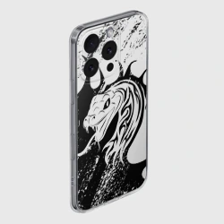 Чехол для iPhone 16 Pro силиконовый с защитой камеры Черно-белый змей - фото 2