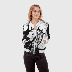 Женский бомбер 3D Черно-белый змей - фото 2