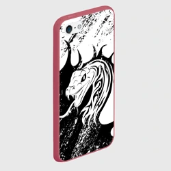 Чехол для iPhone 5/5S матовый Черно-белый змей - фото 2