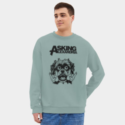 Мужской свитшот oversize без начеса хлопок Asking Alexandria - rock dog - фото 2