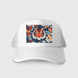 Кепка тракер с сеткой Тигр яркие контрасты