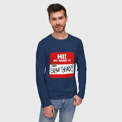 Мужской лонгслив хлопок Eminem - slim shady sticker - фото 2