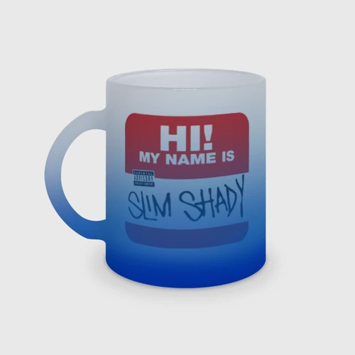 Кружка матовая стеклянная Eminem - slim shady sticker