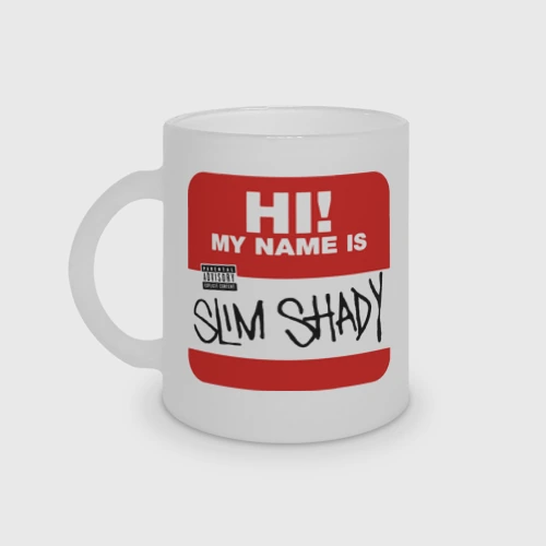 Кружка матовая стеклянная Eminem - slim shady sticker