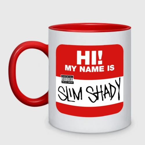 Кружка двухцветная Eminem - slim shady sticker