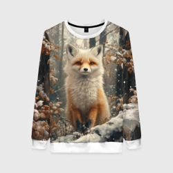Женский свитшот 3D Бело-рыжая лиса