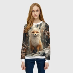 Женский свитшот 3D Бело-рыжая лиса - фото 2