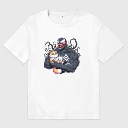 Мужская футболка хлопок Oversize Веном с котиком