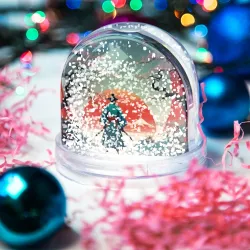 Игрушка Снежный шар Яркий самурай на закате - фото 2