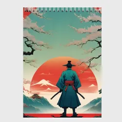 Скетчбук Яркий самурай на закате
