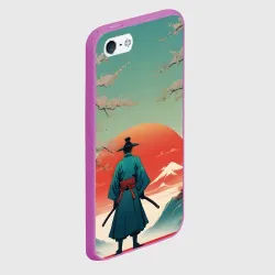Чехол для iPhone 5/5S матовый Яркий самурай на закате - фото 2