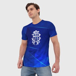 Мужская футболка 3D Nickelback blue poly - фото 2