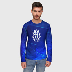 Мужской лонгслив 3D Nickelback blue poly - фото 2