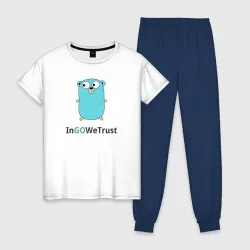 Женская пижама с белой футболкой хлопок In go we trust