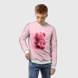 Детский свитшот 3D Розовый плюшевый мишка со спины в разломе стены - фото 2