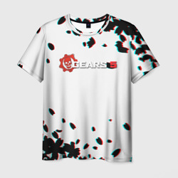Мужская футболка 3D Gears of war лепестки глитч