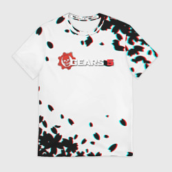 Мужская футболка 3D Gears of war лепестки глитч