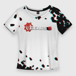 Женская футболка 3D Slim Gears of war лепестки глитч