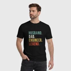 Мужская футболка хлопок Husband dad engineer legend - фото 2