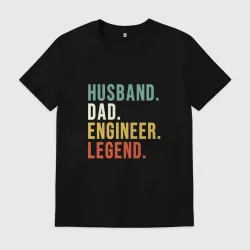 Мужская футболка хлопок Husband dad engineer legend