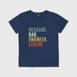 Детская футболка хлопок Husband dad engineer legend