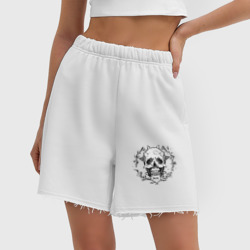 Женские шорты oversize футер хлопок Life is Strange - Череп с шипами - фото 2
