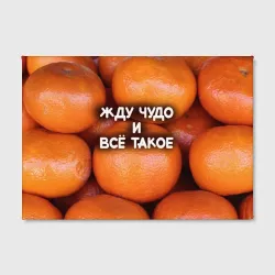Холст прямоугольный Гора мандаринов апельсинов и листьев: жду чудо и все такое - фото 2