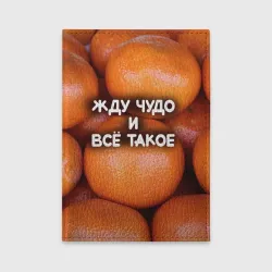 Обложка для автодокументов Гора мандаринов апельсинов и листьев: жду чудо и все такое
