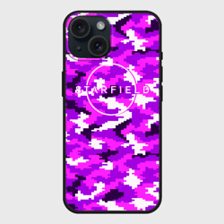 Чехол силиконовый для Apple iPhone 15 матовый Starfield неоновый камуфляж