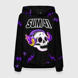 Женская толстовка 3D Sum41 неоновый череп