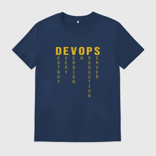 Мужская футболка хлопок с принтом Devops, вид спереди #2