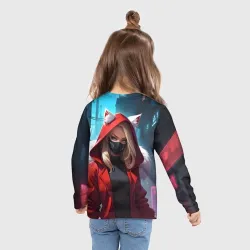 Детский лонгслив 3D Девушка кошка неоновый город - фото 2
