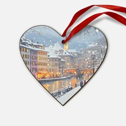 Деревянная игрушка Сердце Заснеженный Санкт-Петербург пейзаж