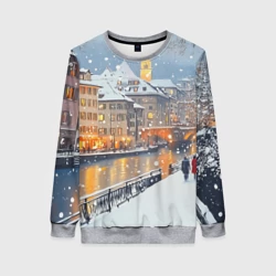 Женский свитшот 3D Заснеженный Санкт-Петербург пейзаж