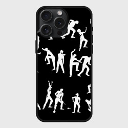 Чехол силиконовый для Apple iPhone 15 Pro Мax матовый Silhouettes of moving people