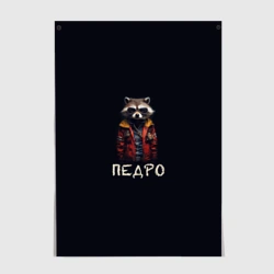 Постер Мем крутой енот Педро в очках