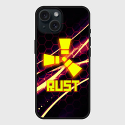 Чехол силиконовый для Apple iPhone 15 матовый RUST game hexagon