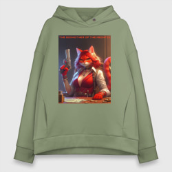 Женское худи Oversize хлопок Крёстная мать мяуфии - нейроарт