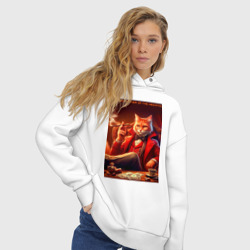 Женское худи Oversize хлопок Рыжий котяра - крёстный отец мяуфии - фото 2