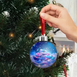 Ёлочный шар Новогодняя змейка с подарком - фото 2