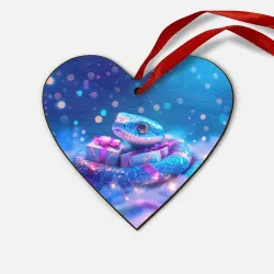 Деревянная игрушка Сердце Новогодняя змейка с подарком